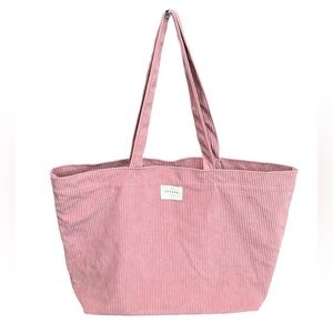 SEZANE Pink Corduroy Tote with cream cotton lining